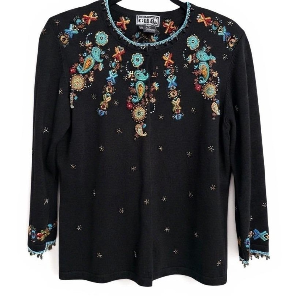 VTG Berek by Takako Sakon Beaded Paisley Cardigan‎ Small